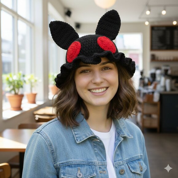 Hand Crafted Accessories - Adorable Crochet Bucket Hat  Mothman  Perfect Gifts for Fans!